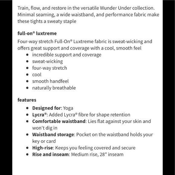 Lululemon Wunder Under High-Rise Tight 28' Luxtreme Gray & Pink Leggings Size 8 - Picture 4 of 7